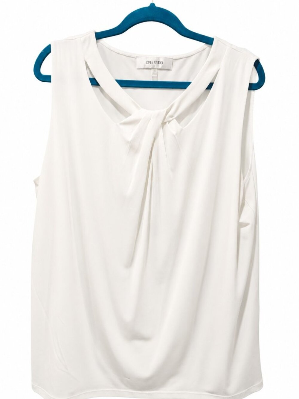 Jones Studio Sleeveless Tie Neck Blouse White